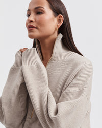 Stylish Maternity Zip Jumper (Taupe Marle) 8