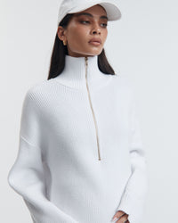 Stylish Maternity Zip Jumper (White) 2