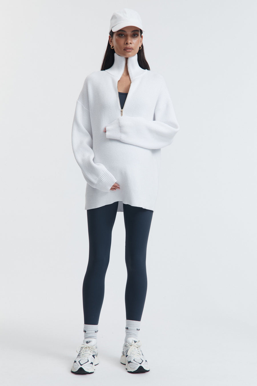 Stylish Maternity Zip Jumper (White) 3