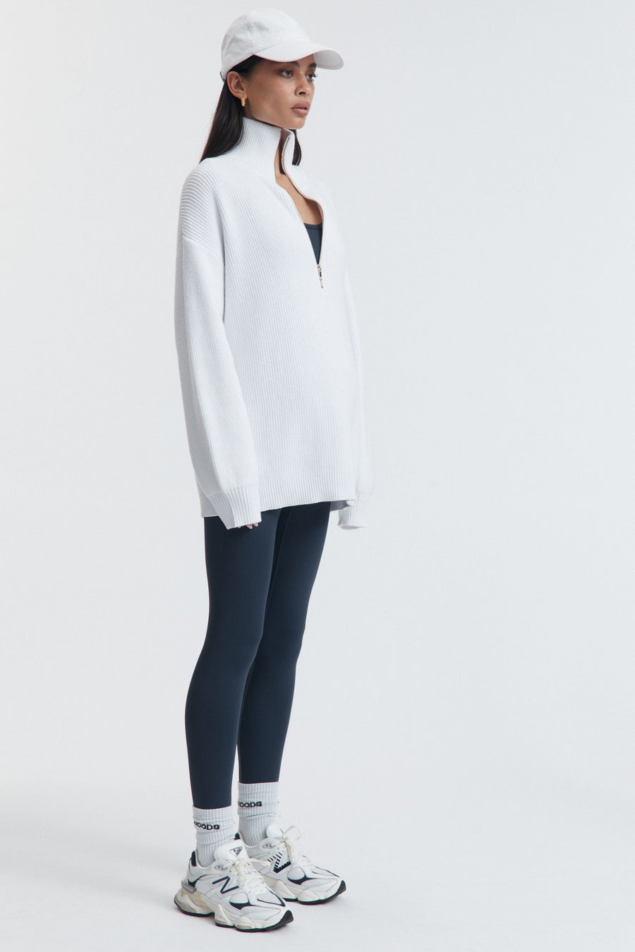 Stylish Maternity Zip Jumper (White) 5