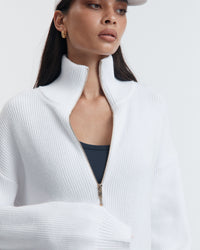 Stylish Maternity Zip Jumper (White) 7