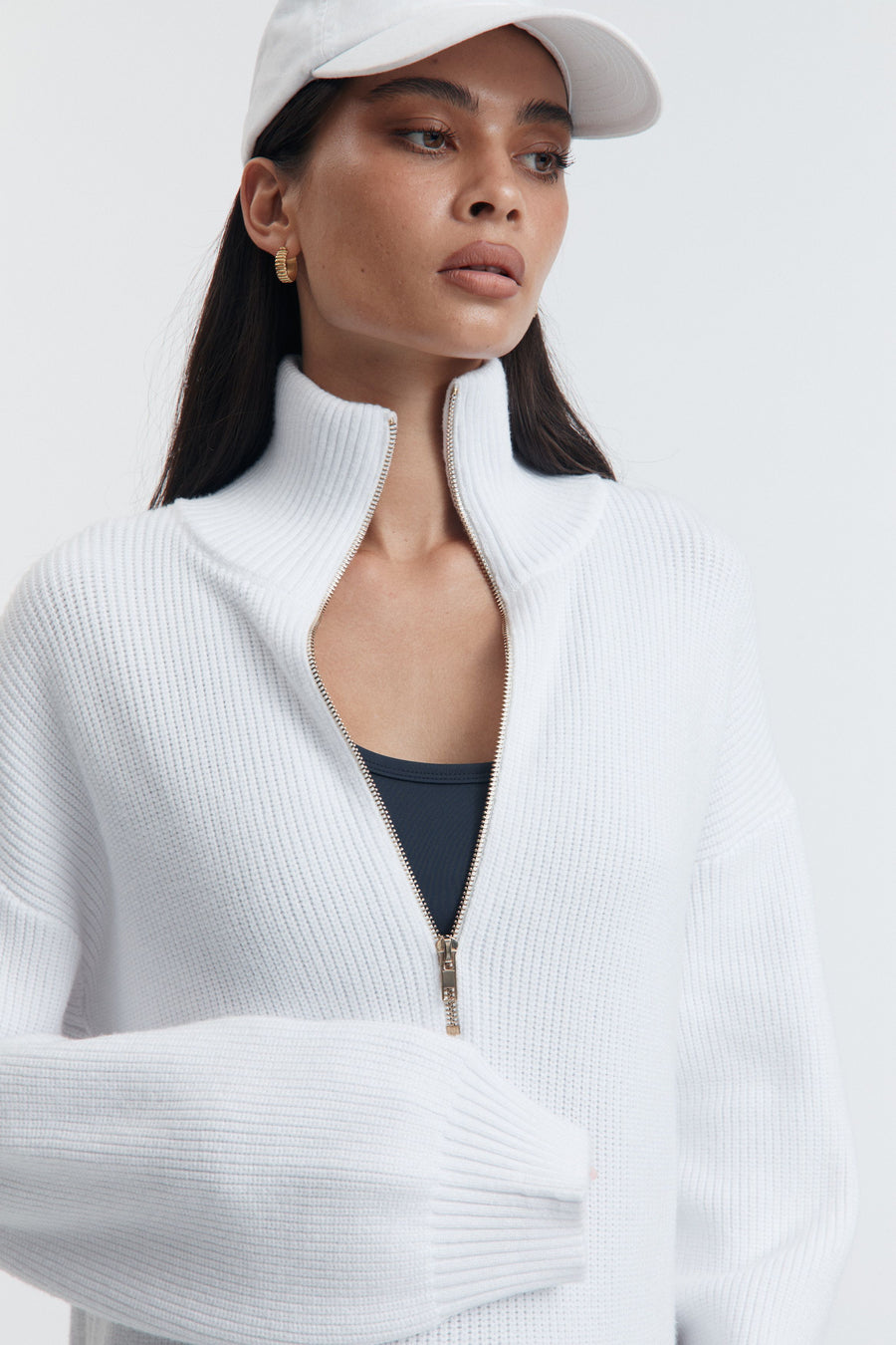 Stylish Maternity Zip Jumper (White) 7