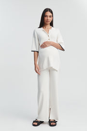 Stylish Ribbed Maternity Tee (Cream) 1