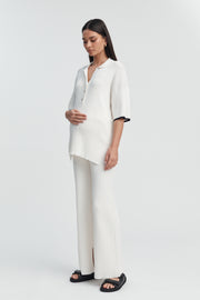 Stylish Ribbed Maternity Tee (Cream) 4