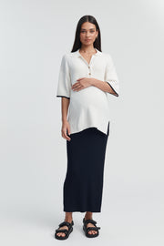 Stylish Ribbed Maternity Tee (Cream) 7