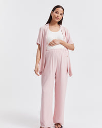 Stylish Short Sleeve Maternity Shirt (Pink) 10
