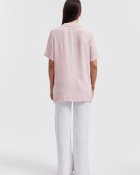 Stylish Short Sleeve Maternity Shirt (Pink) 11
