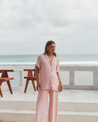 Stylish Short Sleeve Maternity Shirt (Pink) 2