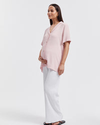 Stylish Short Sleeve Maternity Shirt (Pink) 3