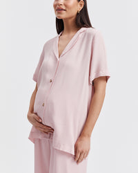 Stylish Short Sleeve Maternity Shirt (Pink) 5
