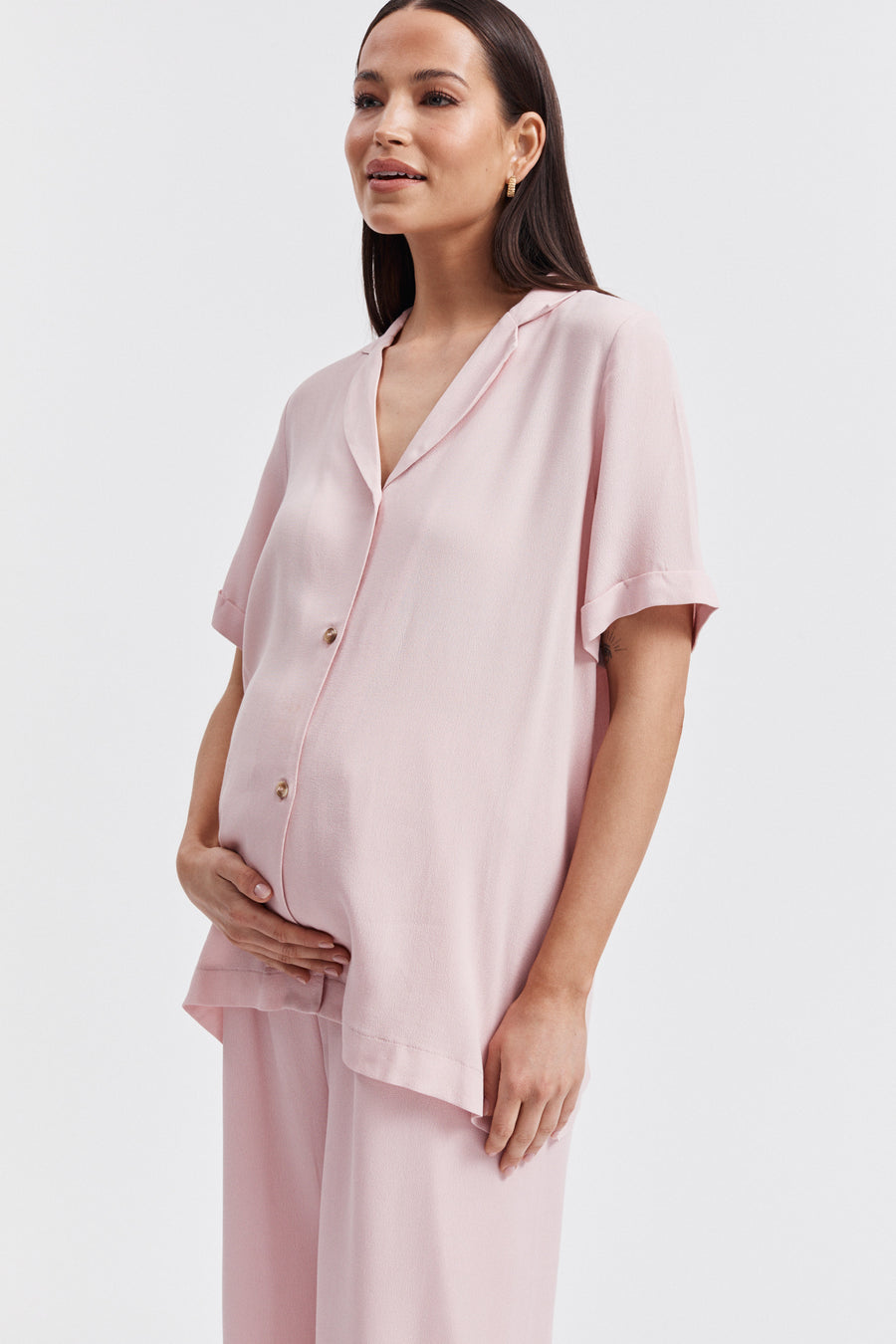 Stylish Short Sleeve Maternity Shirt (Pink) 5