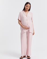 Stylish Short Sleeve Maternity Shirt (Pink) 6