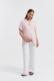 Stylish Short Sleeve Maternity Shirt (Pink) 8