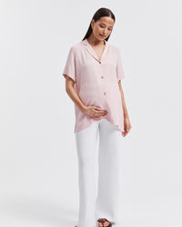 Stylish Short Sleeve Maternity Shirt (Pink) 8