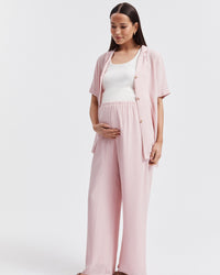 Stylish Short Sleeve Maternity Shirt (Pink) 9