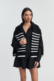 Stylish Stripe Knit Jumper (Black/White) 2