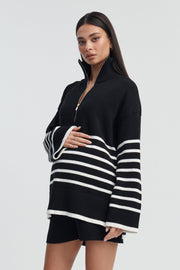 Stylish Stripe Knit Jumper (Black/White) 3
