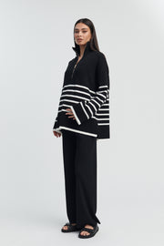 Stylish Stripe Knit Jumper (Black/White) 5