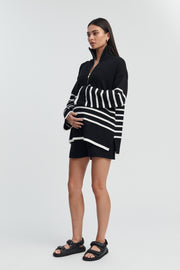 Stylish Stripe Knit Jumper (Black/White) 8