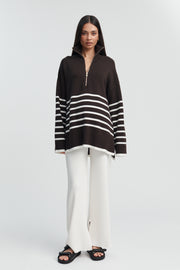 Stylish Stripe Knit Jumper (Chocolate Stripe) 1
