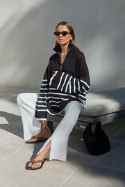 Stylish Stripe Knit Jumper (Chocolate Stripe) 11