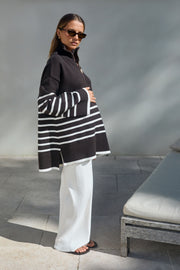 Stylish Stripe Knit Jumper (Chocolate Stripe) 14