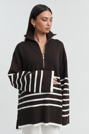 Stylish Stripe Knit Jumper (Chocolate Stripe) 3