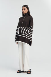 Stylish Stripe Knit Jumper (Chocolate Stripe) 4