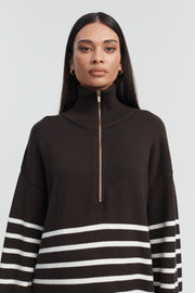 Stylish Stripe Knit Jumper (Chocolate Stripe) 5