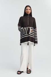 Stylish Stripe Knit Jumper (Chocolate Stripe) 6