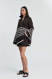 Stylish Stripe Knit Jumper (Chocolate Stripe) 8