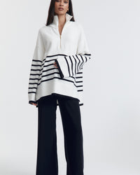 Stylish Stripe Knit Jumper (White/Navy) 10