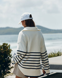 Stylish Stripe Knit Jumper (White/Navy) 12