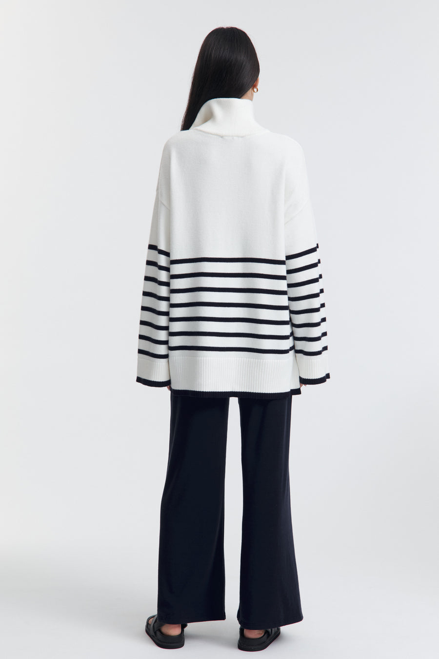 Stylish Stripe Knit Jumper (White/Navy) 13