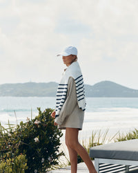 Stylish Stripe Knit Jumper (White/Navy) 6