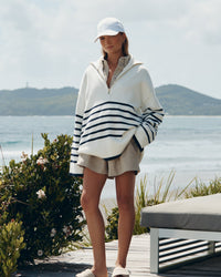 Stylish Stripe Knit Jumper (White/Navy) 7