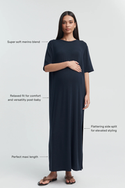 T-Shirt Relaxed Maxi Dress (Navy) - LÉGOE HERITAGE