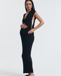 The Best Black V Neck Maternity Dress 5