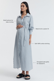 Weekend Maxi Shirtdress (Pacific Blue Stripe) - LÉGOE HERITAGE