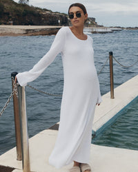 White Crochet Maternity Maxi Dress 1