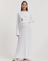 White Crochet Maternity Maxi Dress 2