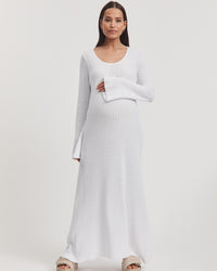 White Crochet Maternity Maxi Dress 3