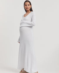 White Crochet Maternity Maxi Dress 6