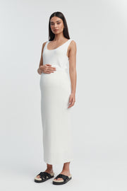 White Rib Knit Maternity Maxi Skirt 3