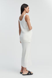 White Rib Knit Maternity Maxi Skirt 4