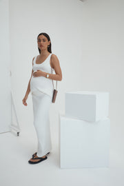 White Rib Knit Maternity Maxi Skirt 7