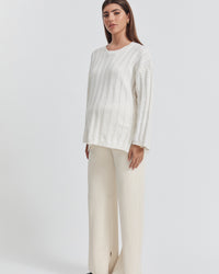 Maternity Cable Knit Jumper (White) 1