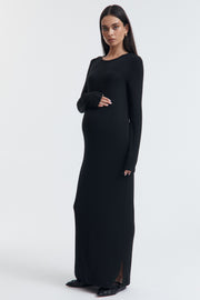 Wool Blend Maternity Maxi Dress (Black) 2