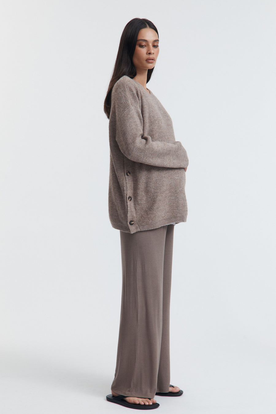 Wool Blend Maternity Pant (Chocolate) 11