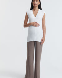 Wool Blend Maternity Pant (Chocolate) 1